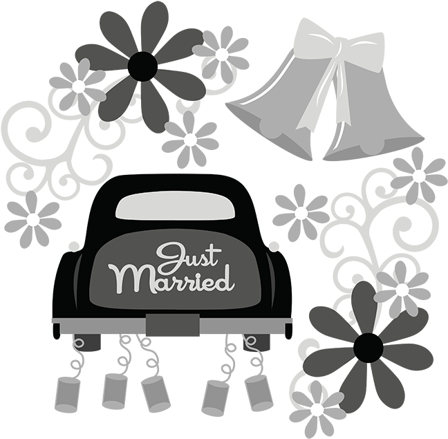 Just Married Svg Wedding Svg File Flower Svg File Wedding - Wedding Car Clip Art Png (648x635), Png Download
