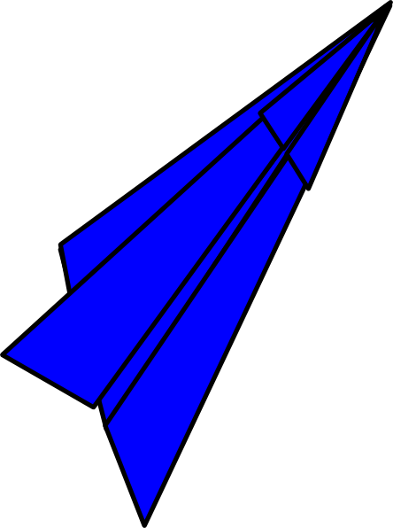 Blue Paper Plane Clip Art At Clker - Blue Paper Airplane Clipart (444x596), Png Download