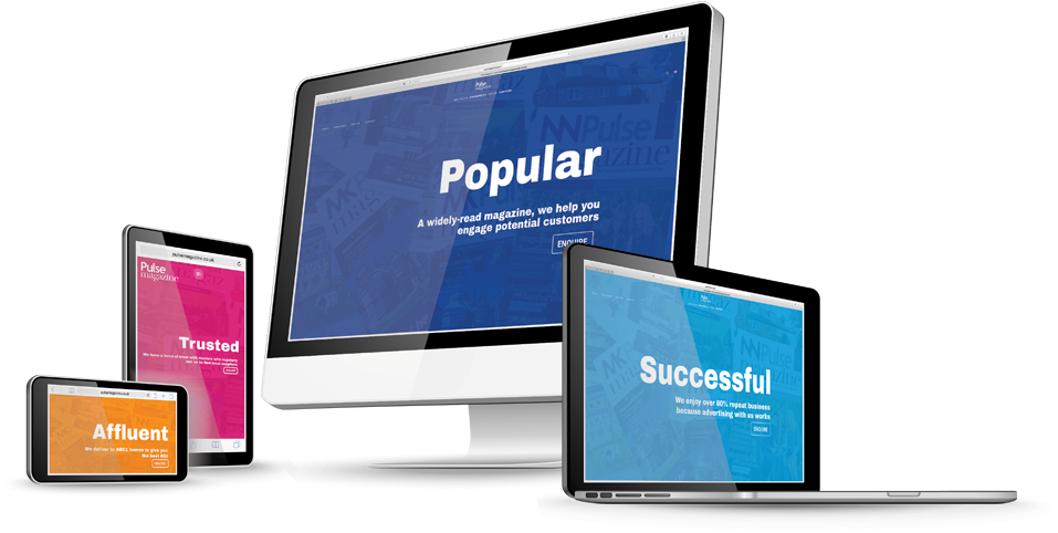 Pulse Magazine Responsive Website Designed By Media - Flat Panel Display (1057x734), Png Download