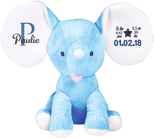 Personalized Cubbies Blue Dumble Elephant - Stuffed Toy (571x543), Png Download