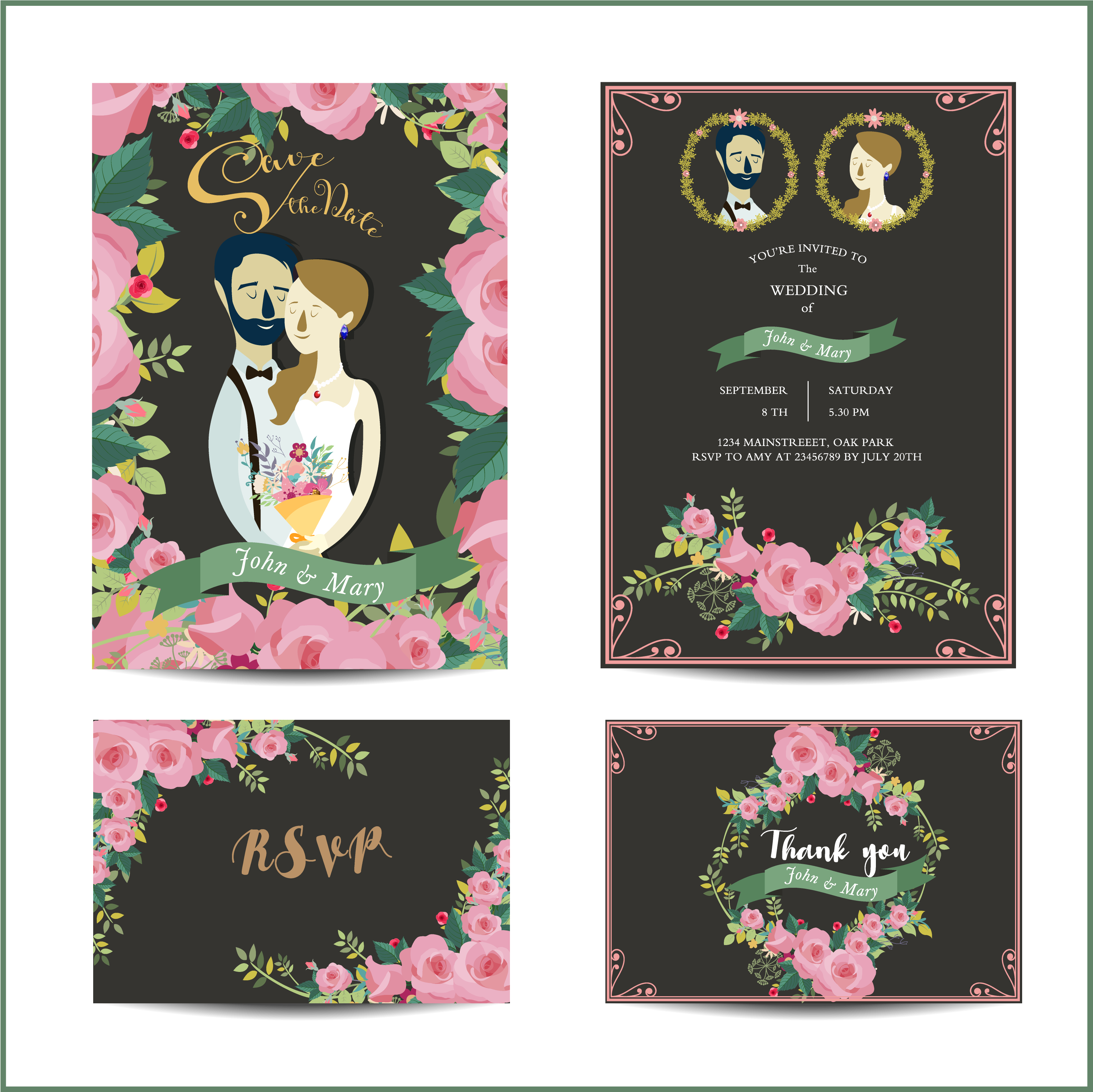 Groom Vector Wedding Card Design Bride - Picture Frame (4289x3601), Png Download