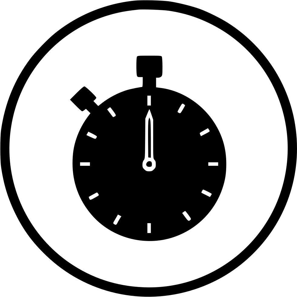 Black And White Library Stopwatch Clipart Countdown - Clock Icon Black And White (981x982), Png Download