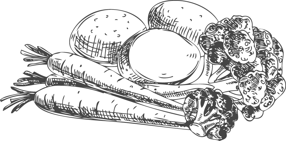 From My Table To Yours - Black Fruit And Vegetable Drawing Transparent (960x474), Png Download