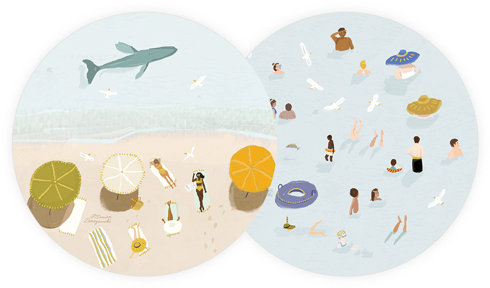 Beach People Coaster Set - Illustration (1000x1000), Png Download