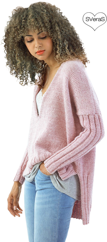Free Knitted V Neck Jumper Pattern (427x800), Png Download