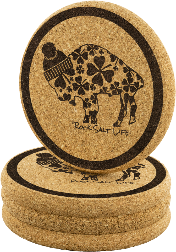 Lucky Buffalo Rock Salt Life© Round Cork Coasters - Elephant (1024x1024), Png Download