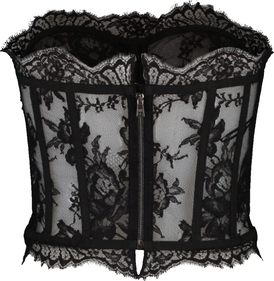 Lace Corset Sheer Bustier - Lace (960x1223), Png Download