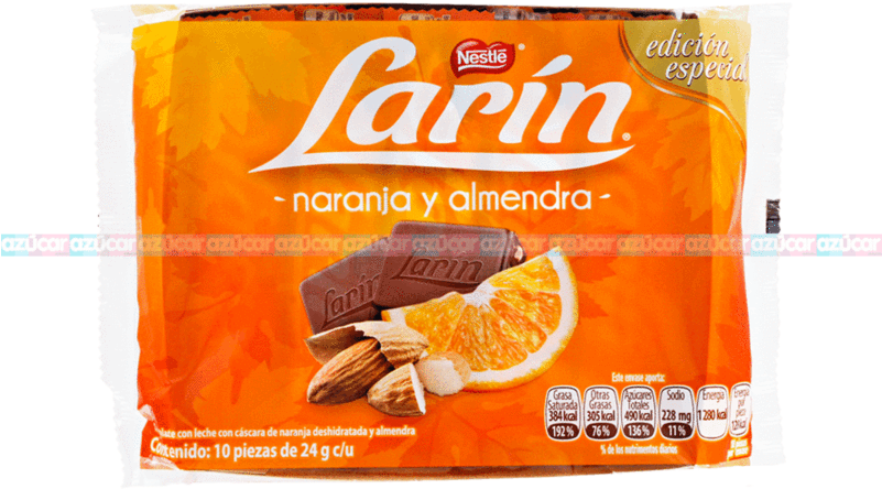 Nestle Larin Naranja Y Almendra 30/10 - Chocolate Larin (800x800), Png Download