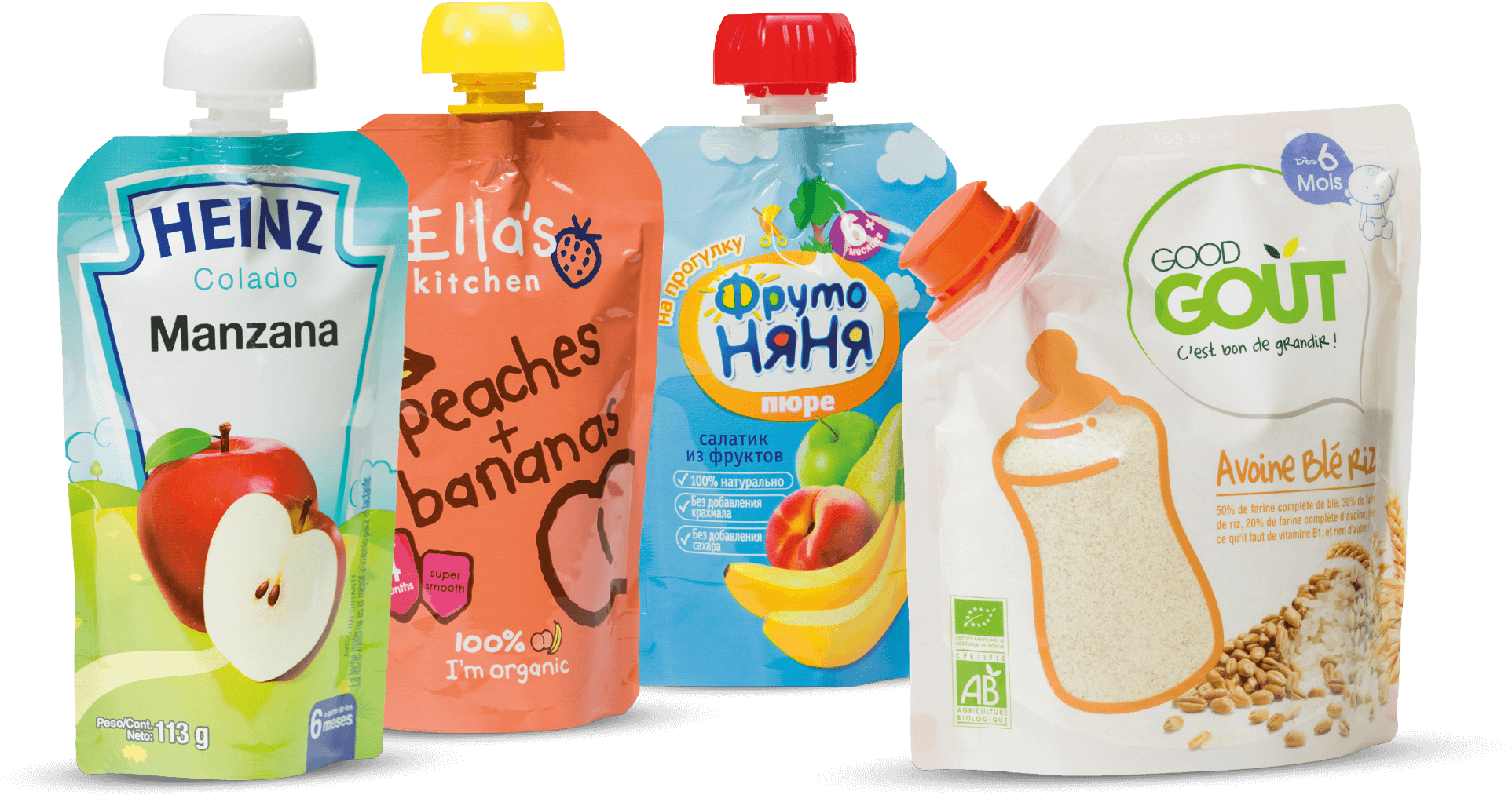 Baby Food Png - Baby Food Pouches (2000x1034), Png Download