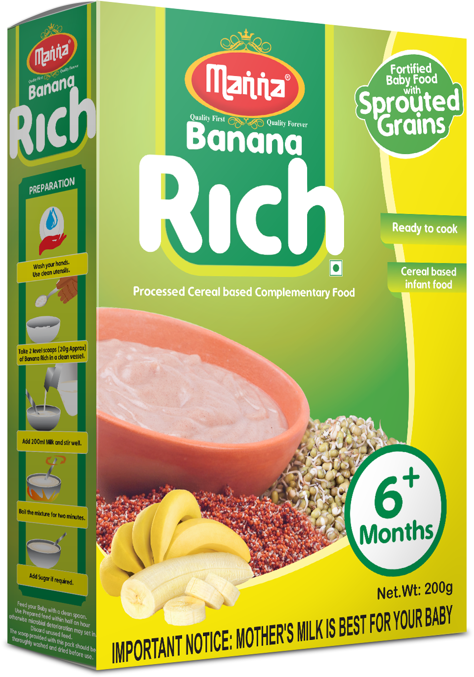 Banana Rich - Manna Baby Food Products (2000x1750), Png Download