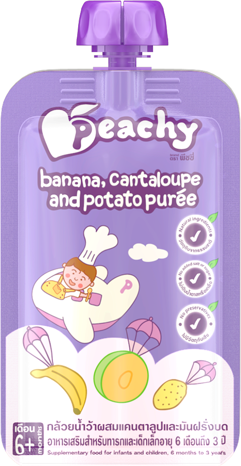 Peachy Baby Puree Banana, Cantaloupe And Potato - Peachy Baby Food Png (509x959), Png Download