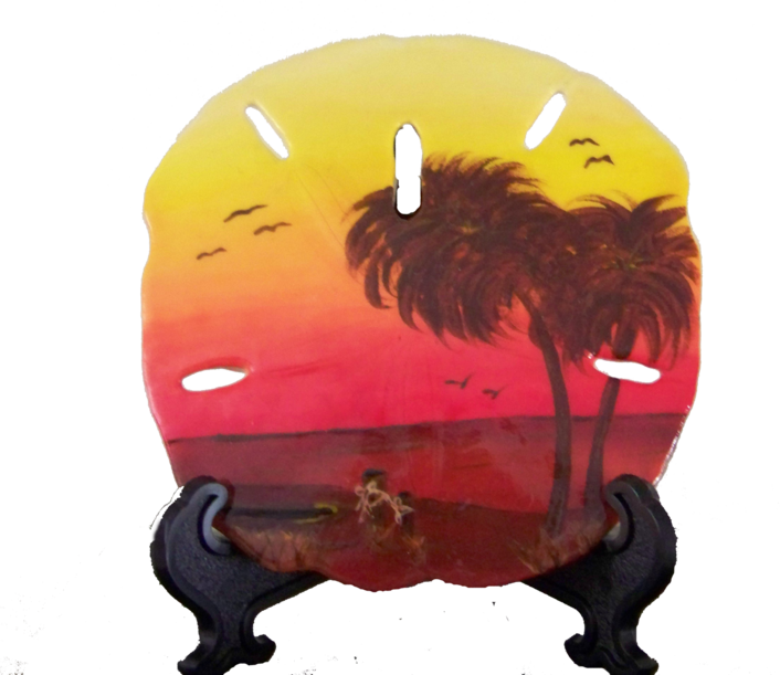 Sunset Painted On A Sand Dollar (706x611), Png Download