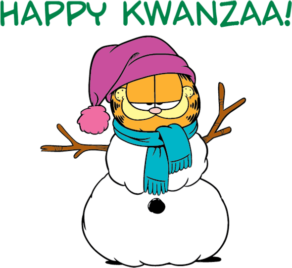 Happy Kwanzaa - Garfield In The Snow (618x618), Png Download