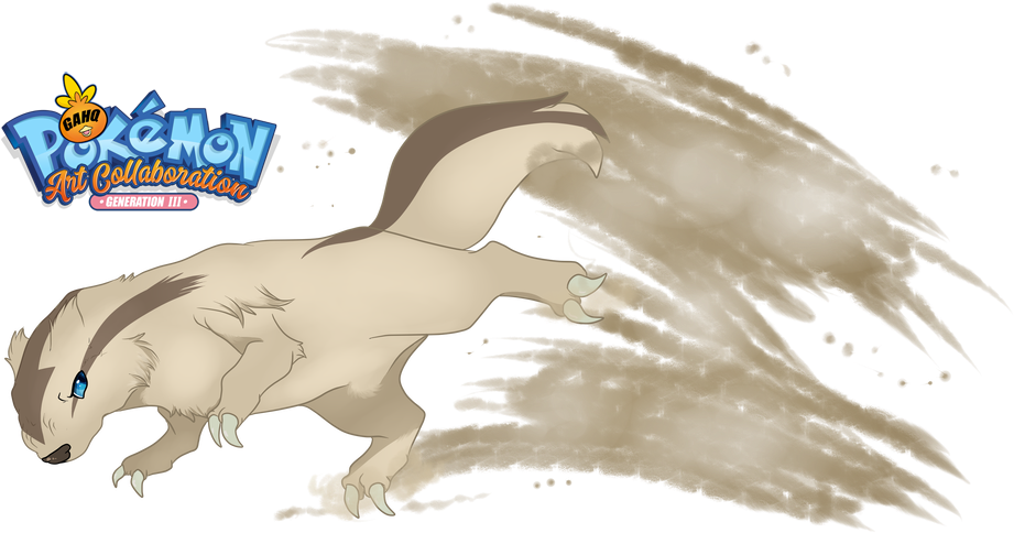 Linoone Using Sand Attack By Xyvernartworks - Illustration (971x561), Png Download