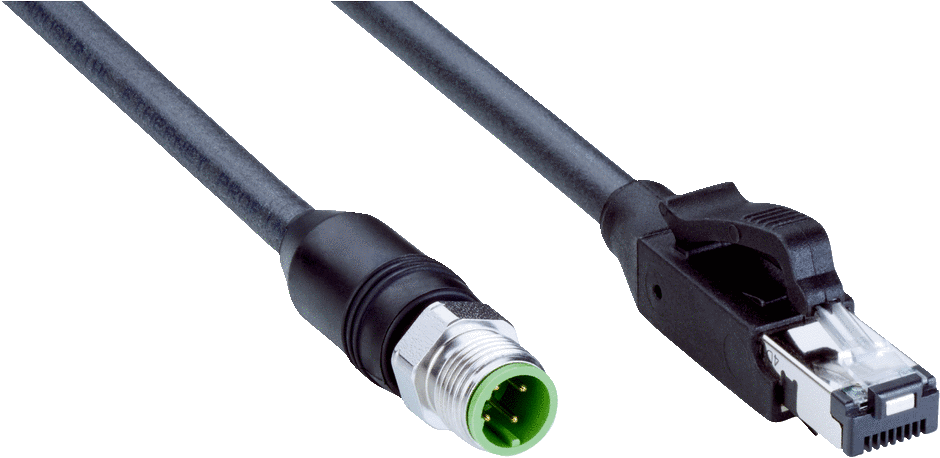 M12 / Rj45 Ethernet Cable - Cable (940x458), Png Download