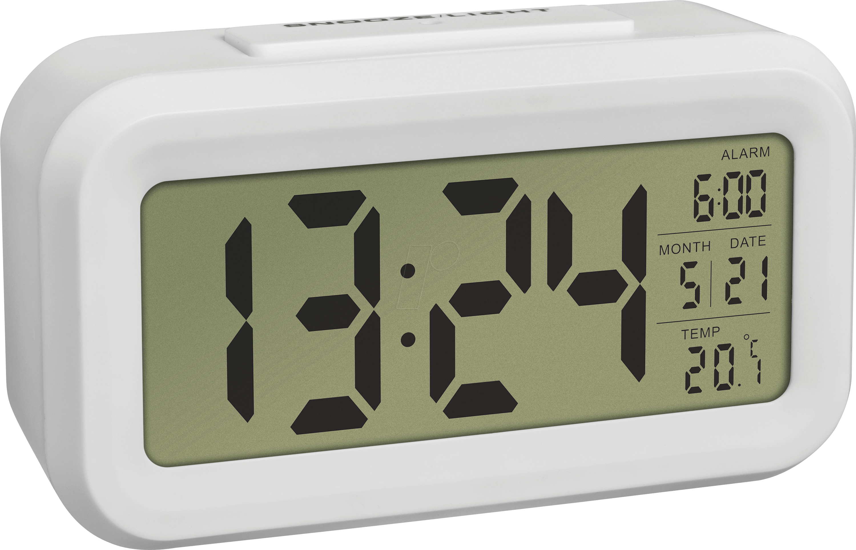 Lumio Digital Alarm Clock With Thermometer Tfa Dostmann - Radio Clock (2999x1929), Png Download