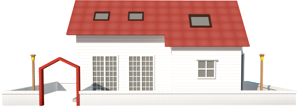 Red Cartoon House Element Design - Villa (1024x366), Png Download