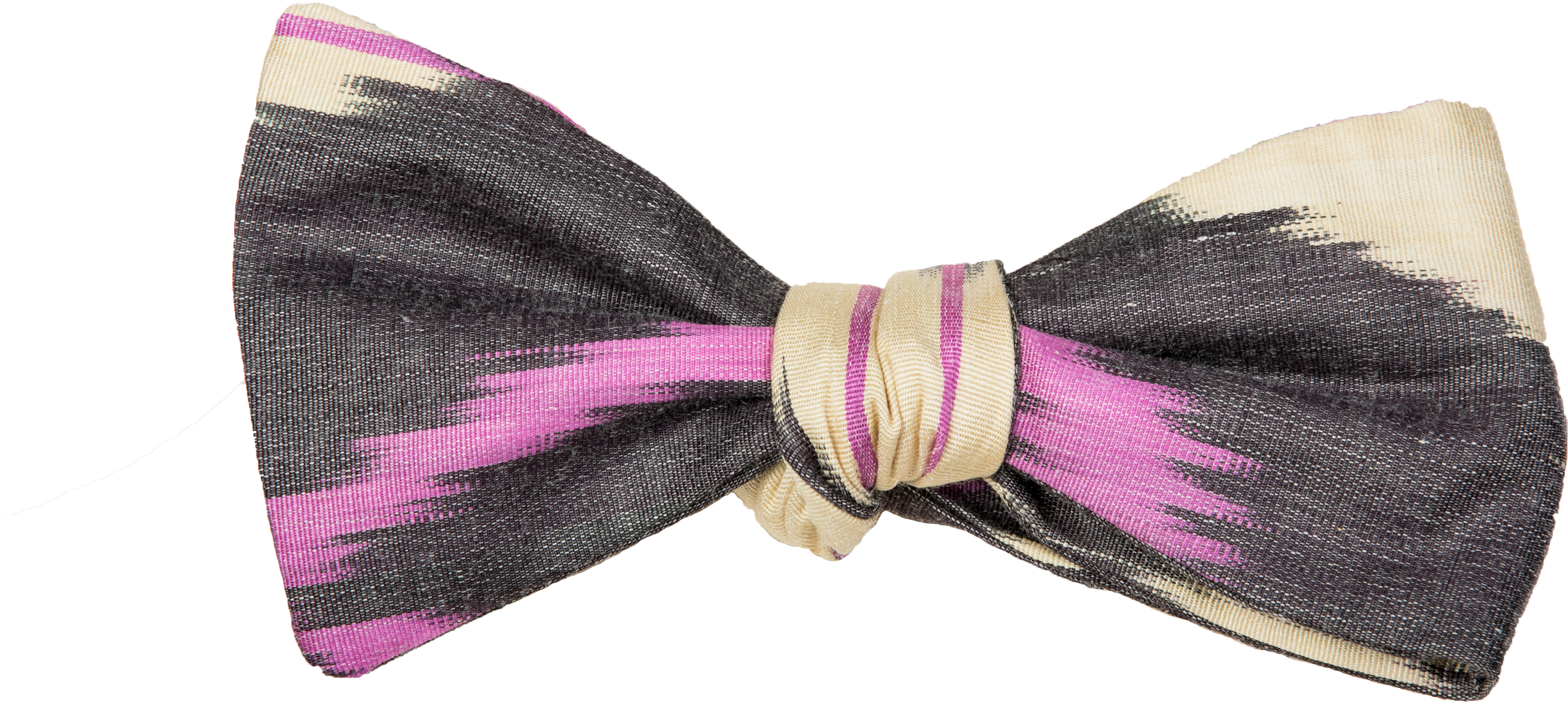 "lagniappe" Bow Tie In Silk Ikat, Ivory, Purple And - Formal Wear (4000x2857), Png Download