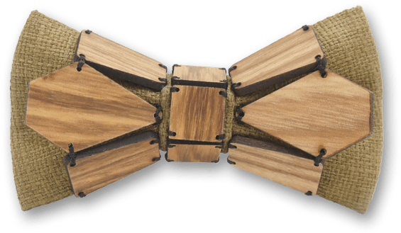 Geometry Bee In Brown Zebra Wood Bow Tie - Leather (800x800), Png Download