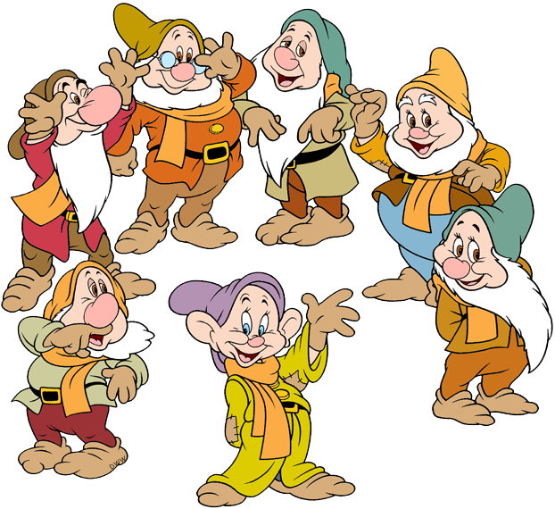 Grumpy, Happy Seven Dwarfs Dressed Up In Winter - Seven Dwarfs Happy (622x570), Png Download