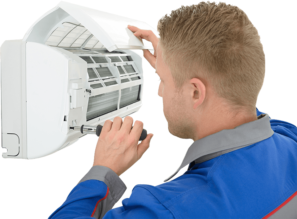 Technician Repairing Air Conditioner - Air Conditioner (960x746), Png Download