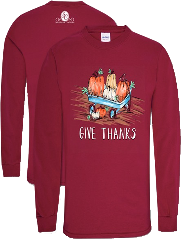 Ls Classic Give Thanks Front Print Tee - Sweatshirt (880x1024), Png Download