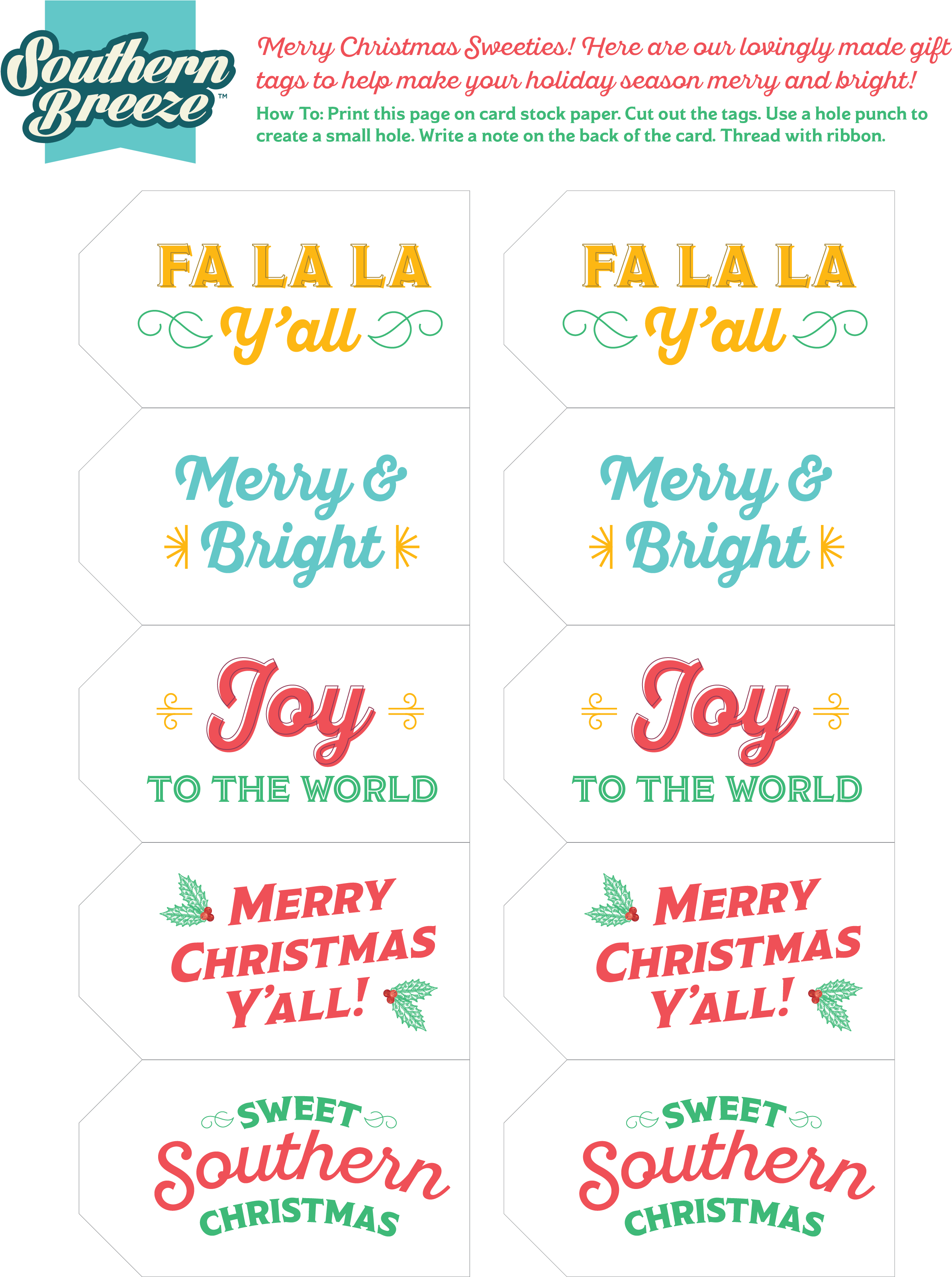 Free Holiday Gift Tags - Free Printable Small Merry Christmas Tags (2550x3300), Png Download
