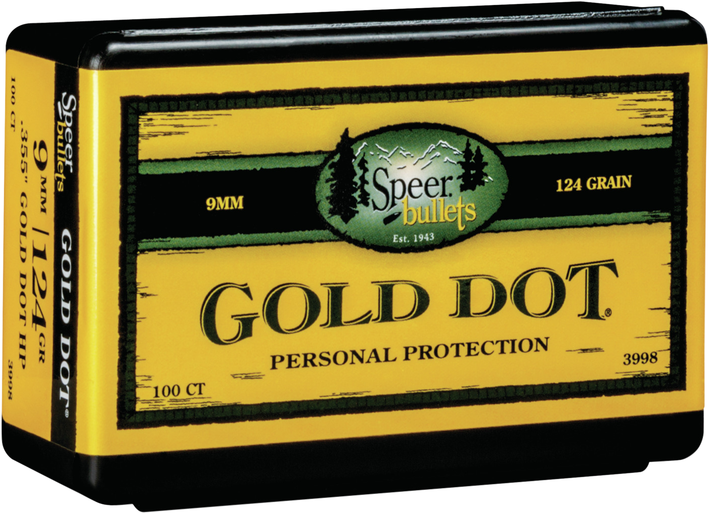 Speer Bullets 3998 Gold Dot Personal Protection 9mm - Bullet (1500x1090), Png Download