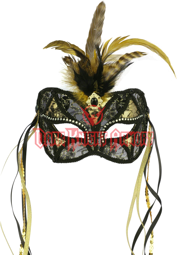 Masquerade Mask Black And Gold Lace (850x850), Png Download
