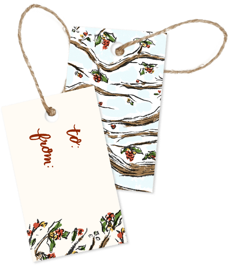 Snowy Branches Christmas Gift Tags Pack Of - Paper (912x942), Png Download