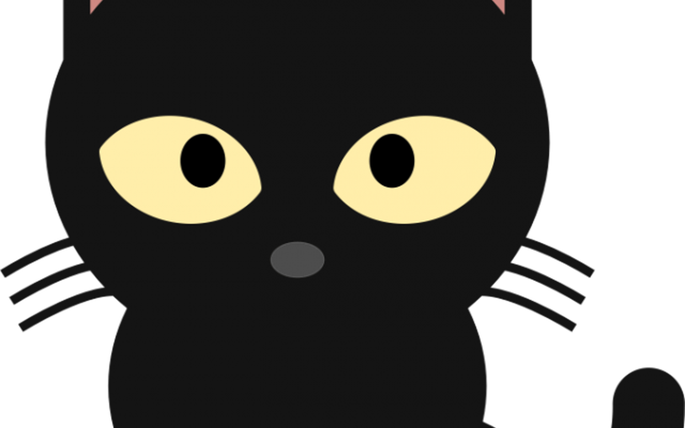 Vector Free Download Funny Cat Techflourish Collections - Cute Black Cat Clipart (1368x855), Png Download