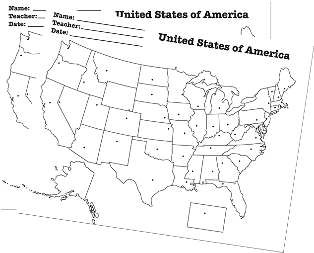 Us Map With States And Capitals Worksheets Fellowes - Outline Maps Of The United States (760x560), Png Download