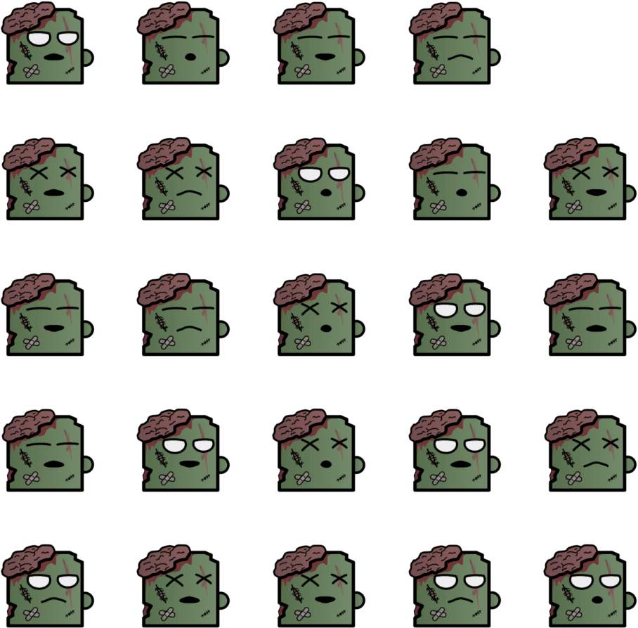 Zc2d - 2d Cute Zombie (1024x1024), Png Download