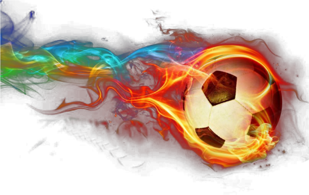 Ball Sticker - Flaming Soccer Ball Png (1024x672), Png Download