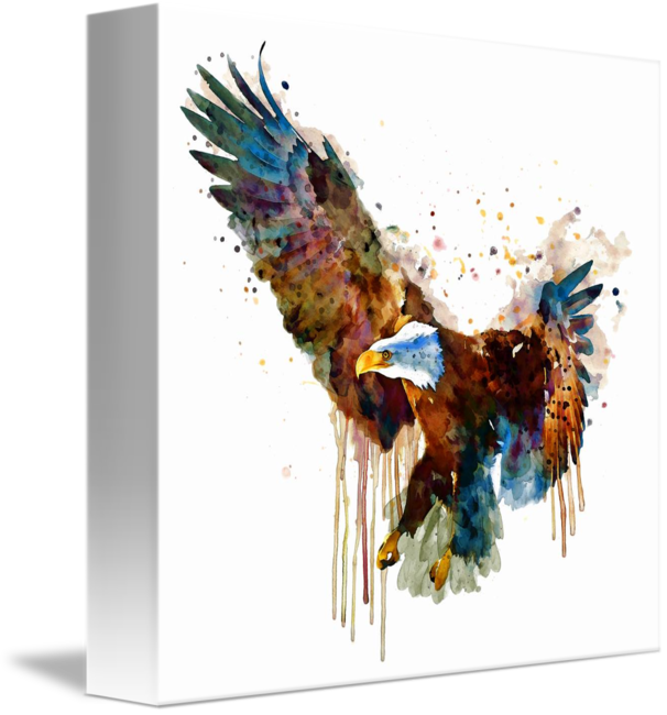 "free And Deadly Eagle " By Marian Voicu, Bucharest - Watercolor Painting Birds (606x650), Png Download
