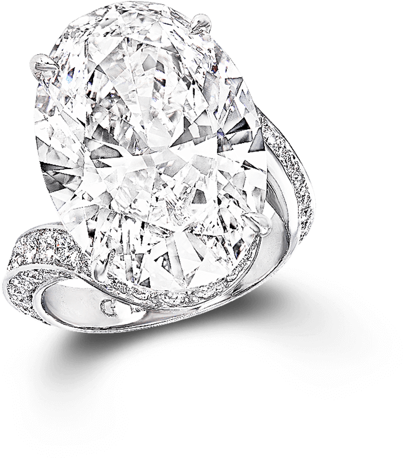A Graff Oval Shape Diamond Ring Featuring A - Engagement Ring (2000x2000), Png Download
