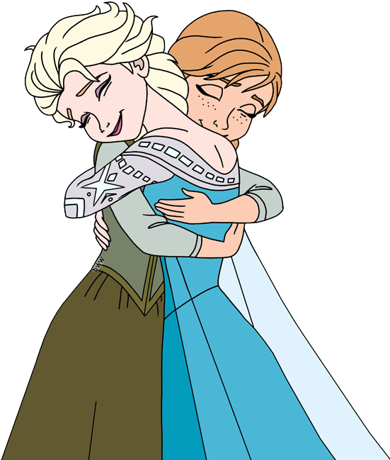 550 X 657 6 - Disney Anna Elsa Hugs (550x657), Png Download