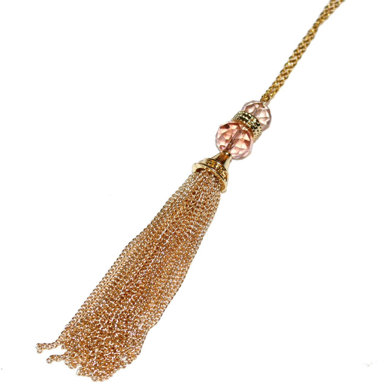 Long Gold Tassel Necklace With Crystals - Pendant (1280x1280), Png Download