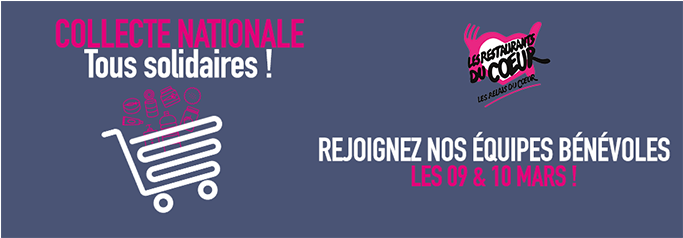 Collecte Nationale Des Restos Du Cœur Une Occasion - Restaurants Du Cœur (1000x380), Png Download