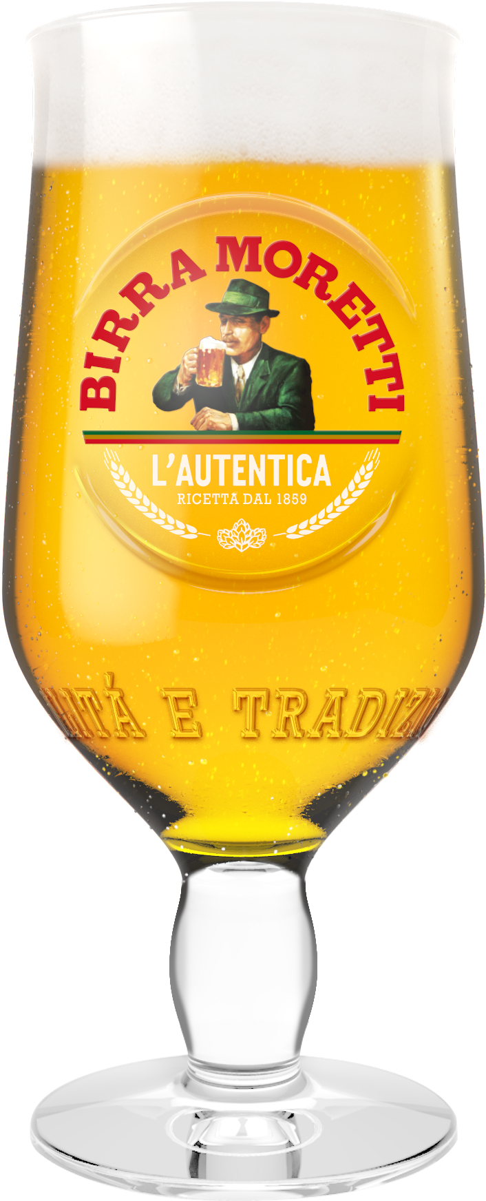 Birra Moretti Uk Pint Glass 3d Render - Pint Birra Moretti (1653x2338), Png Download