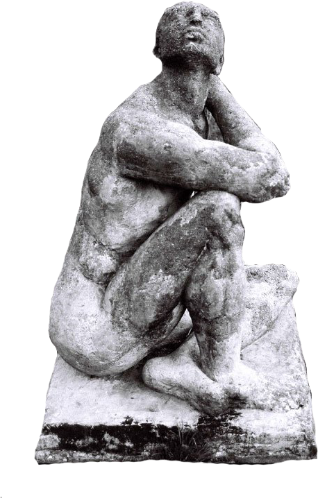 Sculpture Clipart Thinking Man - Statue (508x800), Png Download
