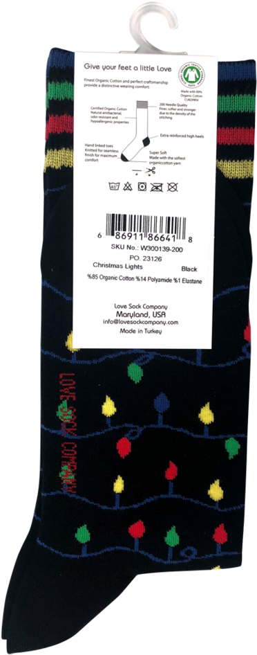Holidays Lights Christmas Socks For Women Organic Cotton - Sock (900x1080), Png Download