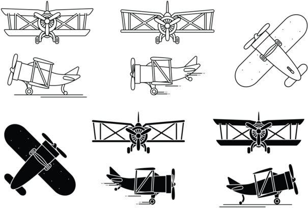Biplane Icon Set - Biplane Pictogram (700x490), Png Download