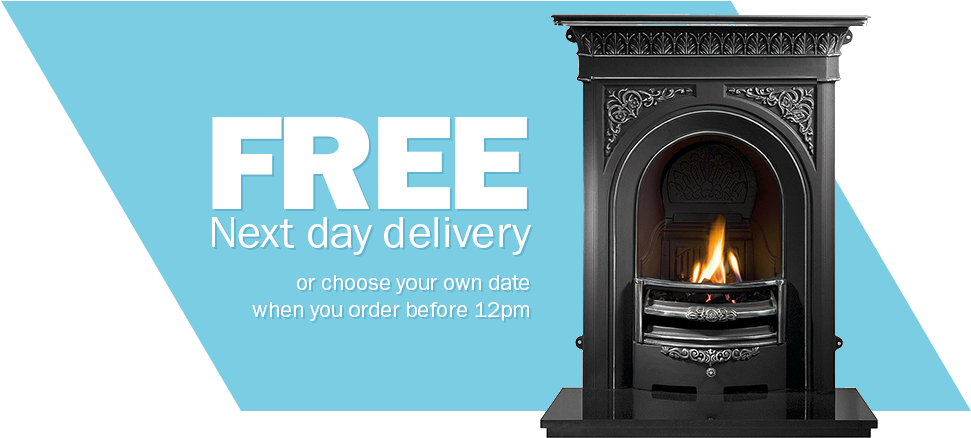 Free Delivery - Edwardian Cast Iron Fireplaces (1000x450), Png Download
