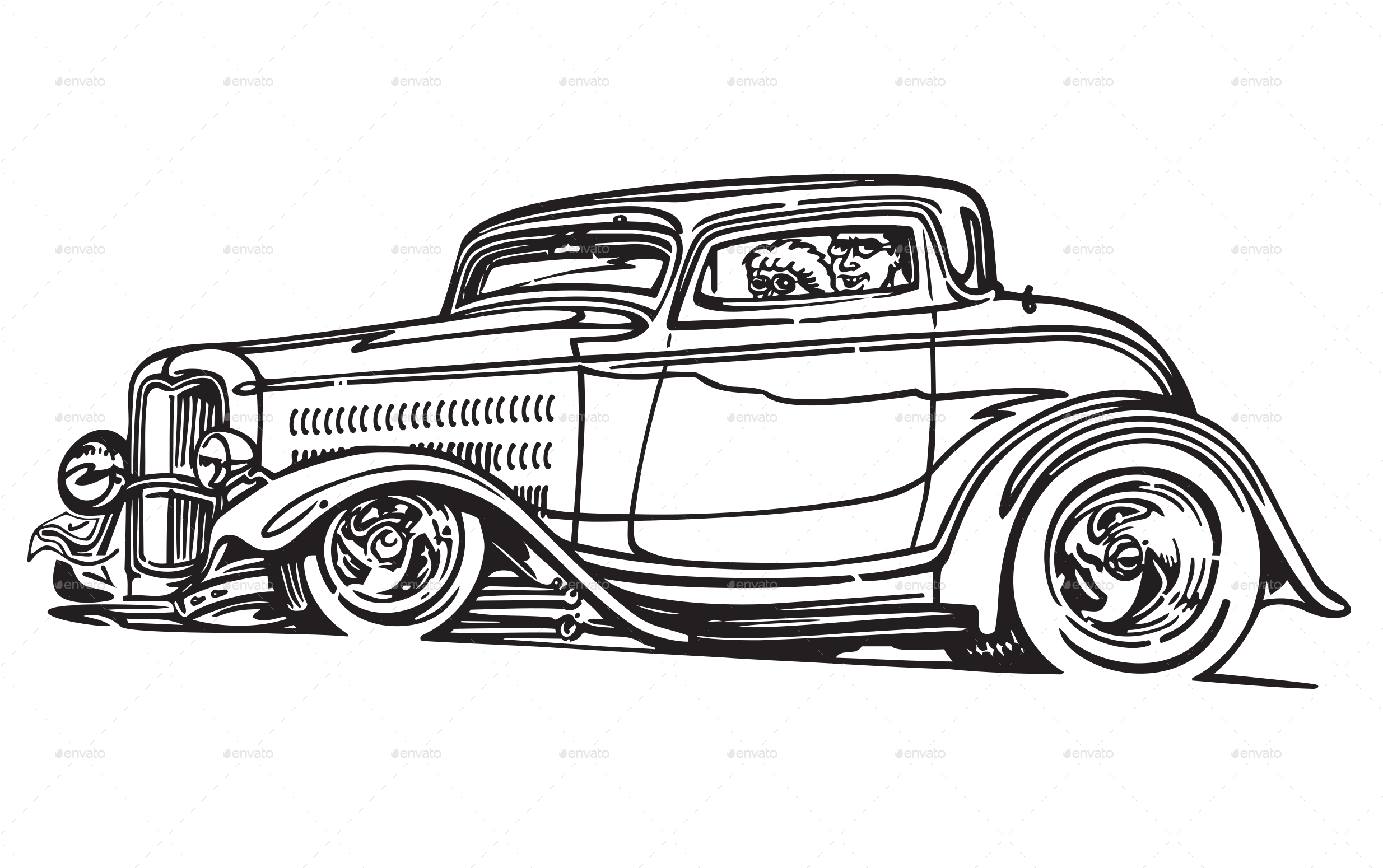 8 - Classic Car Drawing Png (2480x1556), Png Download