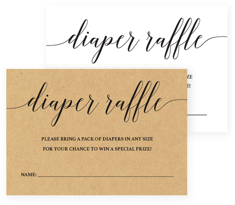 Kraft Baby Shower Diaper Raffle Tickets By Littlesizzle - Calligraphy (819x1024), Png Download