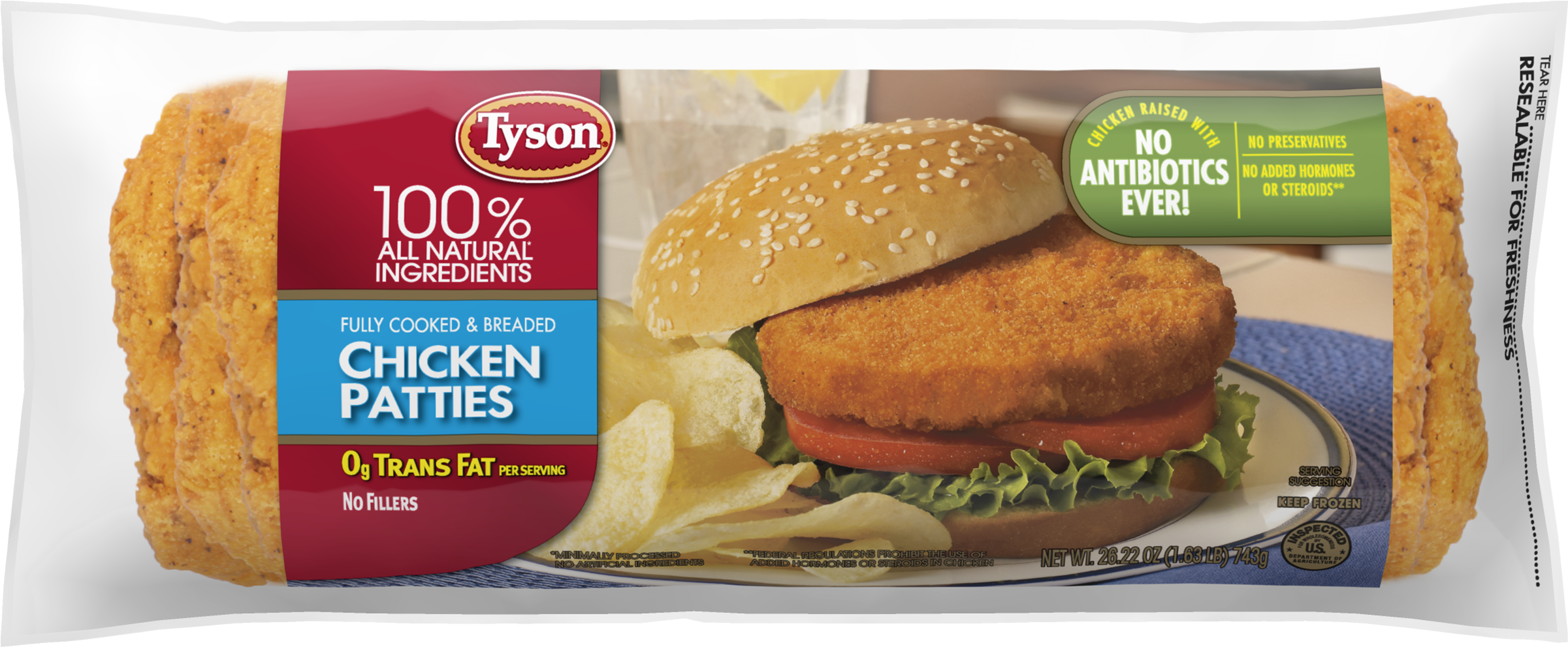 Tyson Chicken Patties 26 Oz (2400x2400), Png Download
