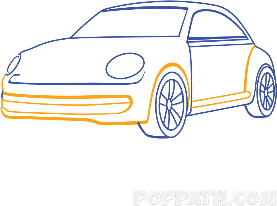 After That, Draw The Lining For The Door, And Then - 3 Wheel Car Drawing (1000x1000), Png Download