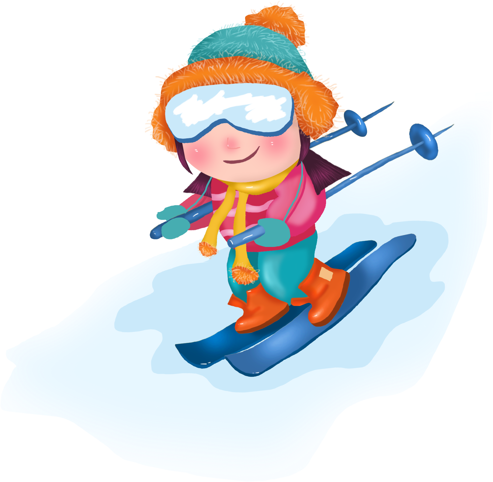 Winter Skiing Hd Hand Painted Png And Psd - Skiing (2000x2000), Png Download