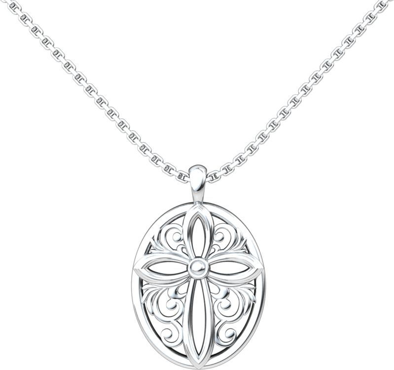 Encircled Cross, Sterling Silver Necklace Logos Trading - Necklace (799x751), Png Download